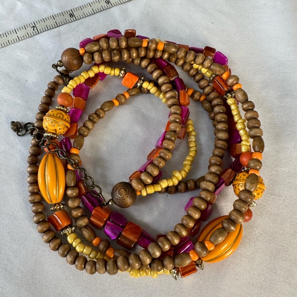 Three Pink and orange dyed shell statement necklaces - Picture 7 of 11
